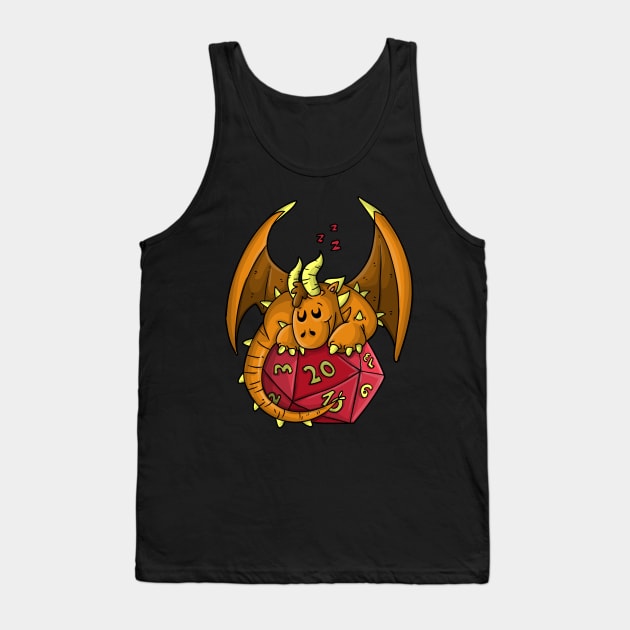 Cute Sleeping Dragon Funny Dungeons And Dragons DND D20 Lover Tank Top by Bingeprints